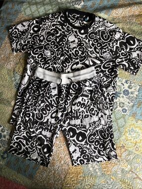 Trippy Cookies Black & White Graphic Men's Athletic Shorts- Large